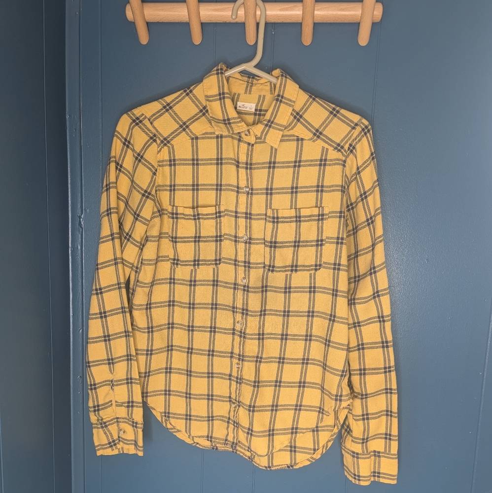 Yellow Plaid Button-Up Shirt